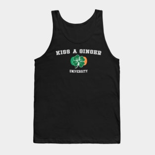 Kiss a Ginger University - Flag of Ireland with Irish Shamrock Tank Top